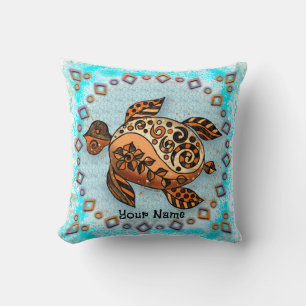 Tribal Turtle Throw Pillow