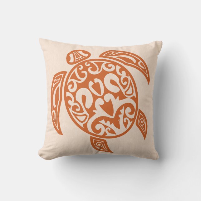 Tribal Turtle Throw Pillow (Front)