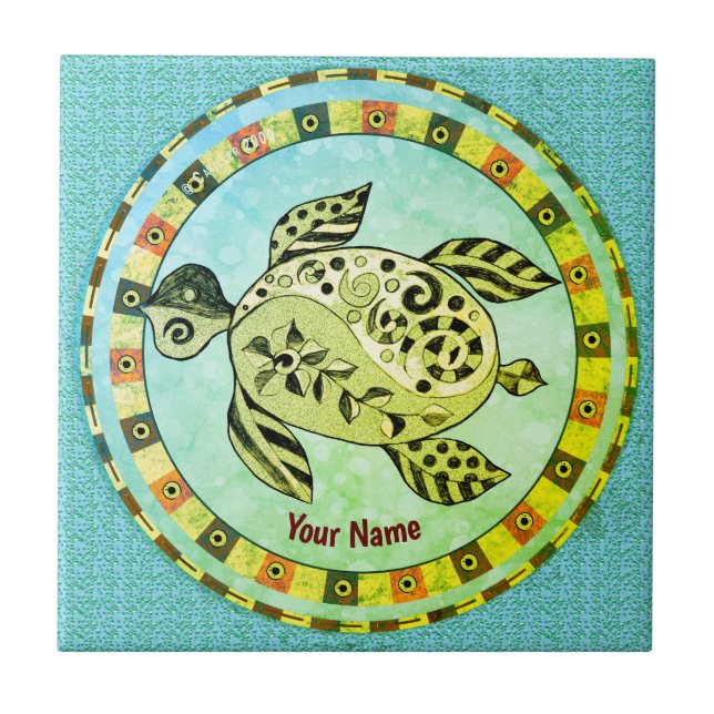 Tribal Turtle Tile (Front)