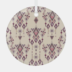 Tribal Vintage Ethnic Seamless Aztec Glass Ornament