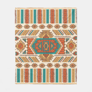 Tribal vintage ethnic seamless illustration fleece blanket