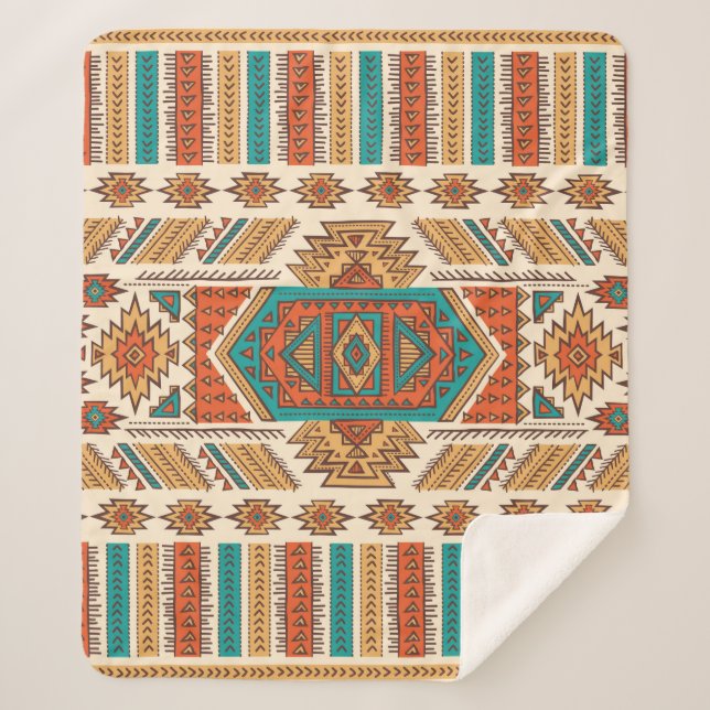 Tribal vintage ethnic seamless illustration sherpa blanket (Front)