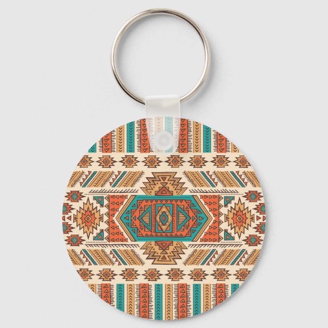 Tribal Vintage: Ethnic Seamless Pattern Keychain (Front)