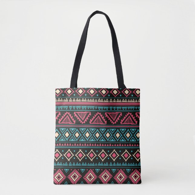 Tribal vintage ethnic seamless pattern tote bag (Front)
