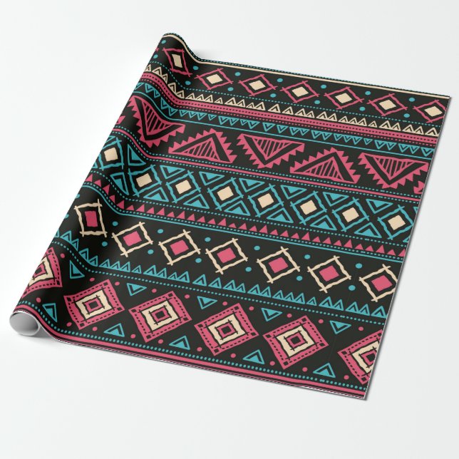 Tribal vintage ethnic seamless pattern wrapping paper (Unrolled)