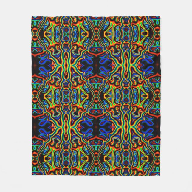 Tribal Visions Psychedelic Pattern Fleece Blanket (Front)