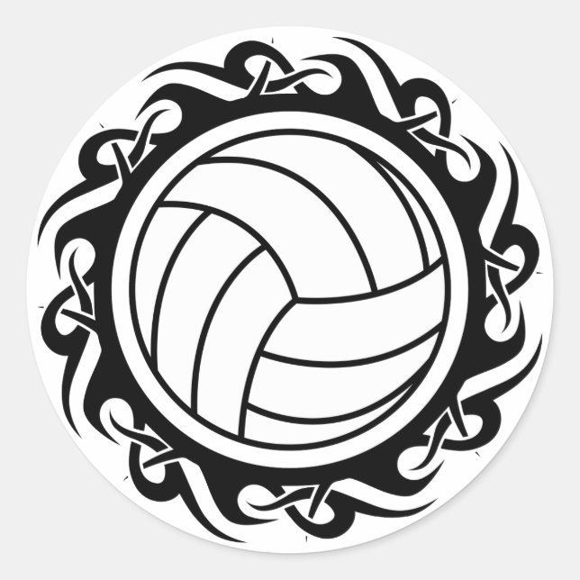 tribal volleyball classic round sticker (Front)