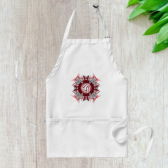 Tribal Volleyball Mandala Red and Black Sports  Standard Apron (Creator Uploaded)