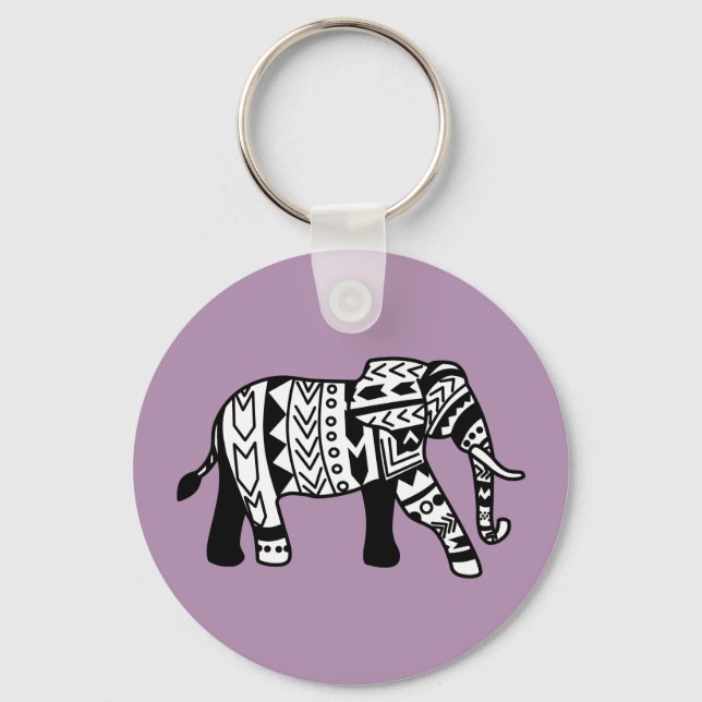 Tribal Walking Elephant Keychain (Front)