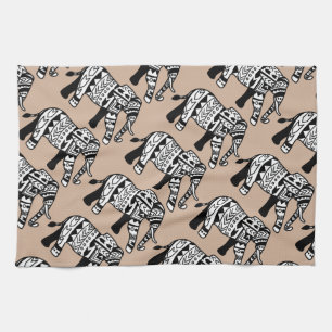 Tribal Walking Elephant Kitchen Towel