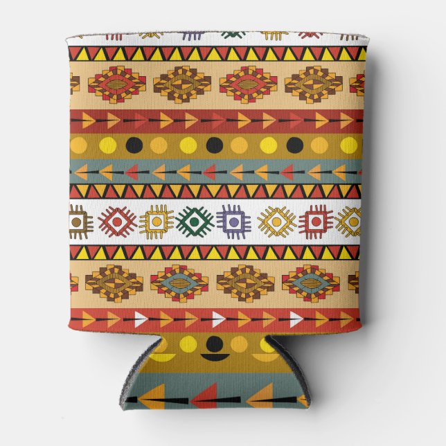 Tribal wallpaper, artistic ethnic design. can cooler (Front)