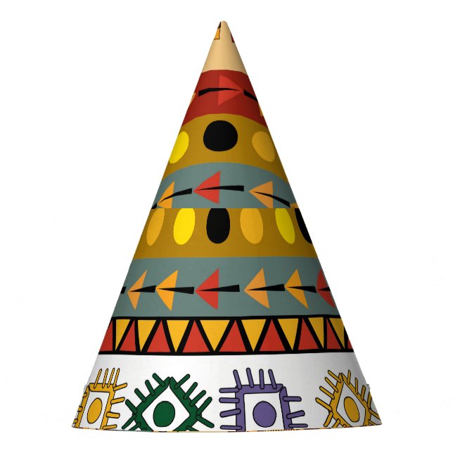 Tribal wallpaper, artistic ethnic design. party hat (Front)