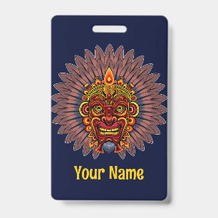 Tribal Warrior King Ritual Mask Badge