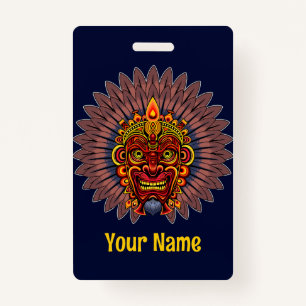 Tribal Warrior King Ritual Mask Badge