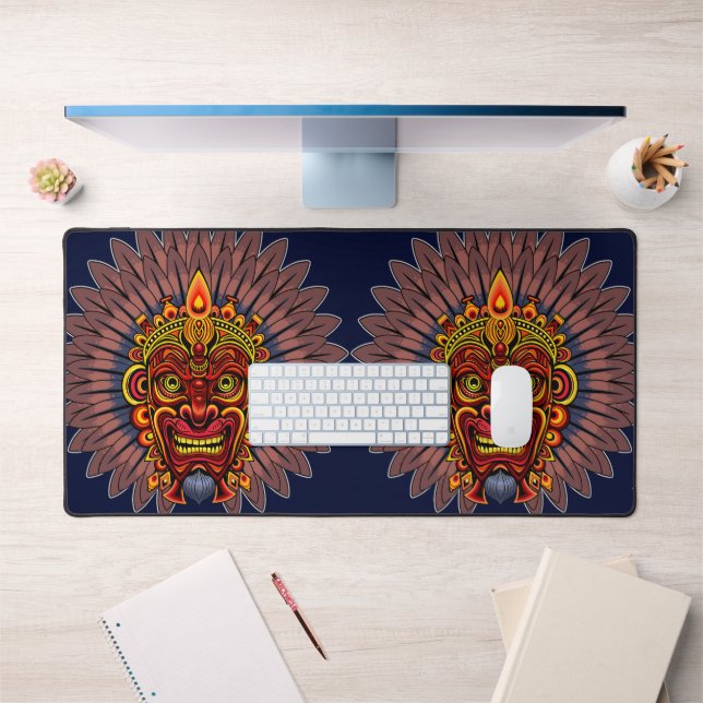 Tribal Warrior King Ritual Mask Desk Mat (Office 1)
