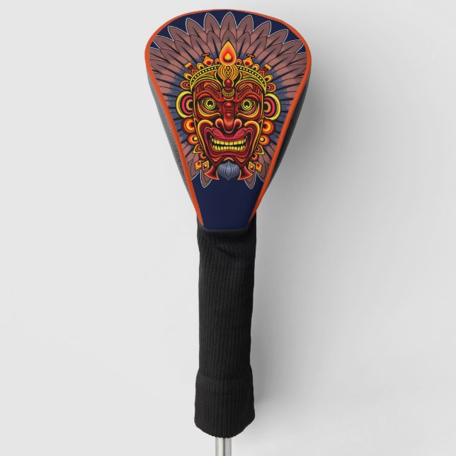 Tribal Warrior King Ritual Mask Golf Head Cover (Front)