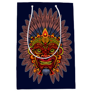 Tribal Warrior King Ritual Mask Medium Gift Bag