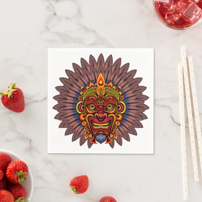 Tribal Warrior King Ritual Mask Napkin (Insitu)