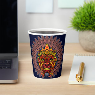 Tribal Warrior King Ritual Mask Paper Cups