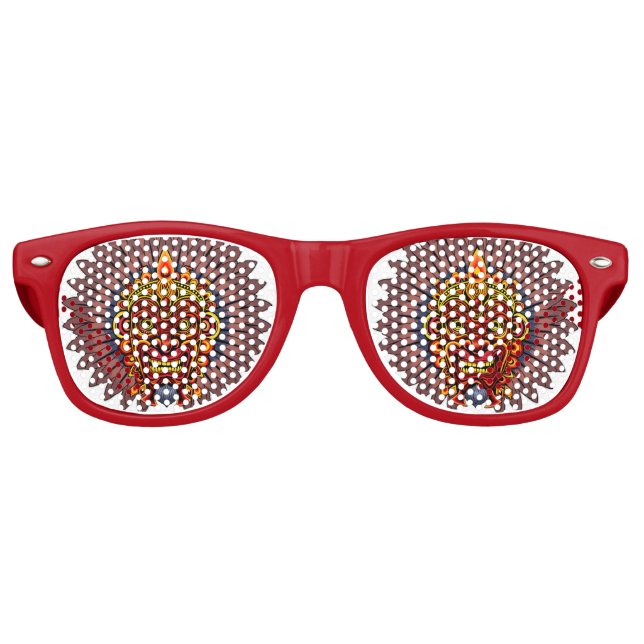 Tribal Warrior King Ritual Mask Retro Sunglasses (Front)