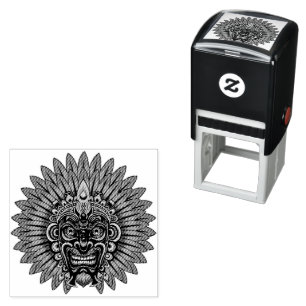 Tribal Warrior King Ritual Mask Self-inking Stamp