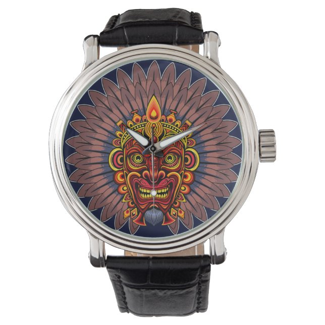 Tribal Warrior King Ritual Mask Watch (Front)