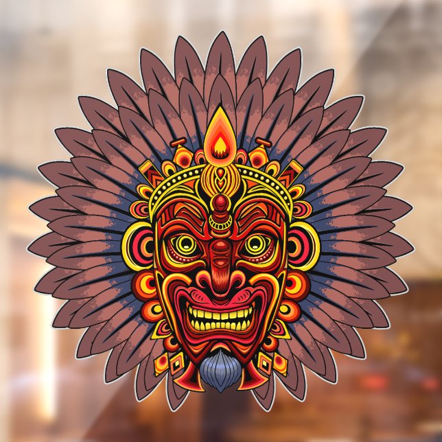 Tribal Warrior King Ritual Mask Window Cling (Sheet 2)
