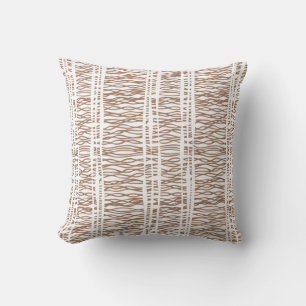 Tribal weave wicker brown & white throw pillow