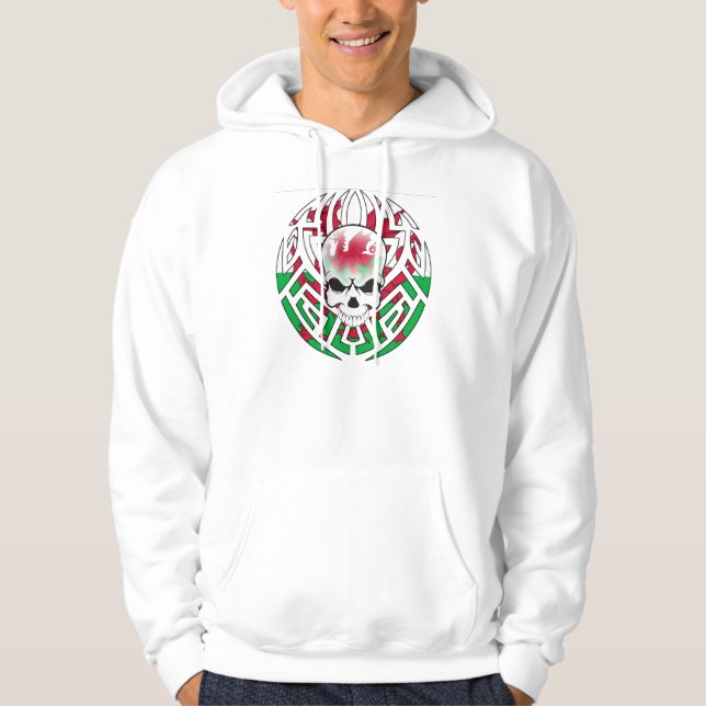 Tribal Welsh Flag/Skull Hoodie (Front)