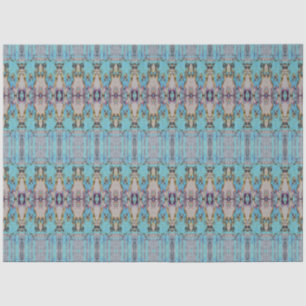 Tribal Western Blue Teal Art Pattern Bull Skull Tissue Paper
