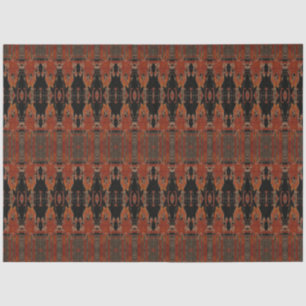 Tribal Western Orange Black Art Pattern Bull Skull Tissue Paper