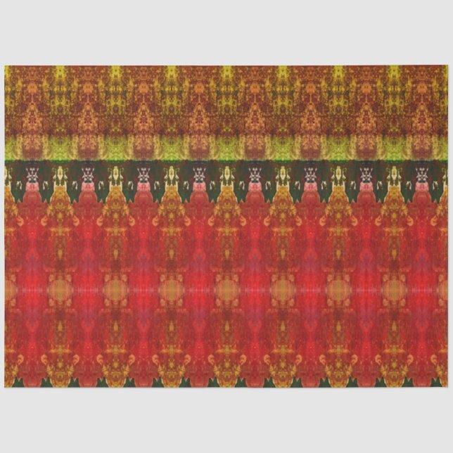 Tribal Western Red Brown Yellow Pattern Bull Skull Tissue Paper (Front)