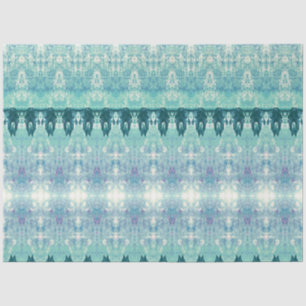 Tribal Western Teal Green White Pattern Bull Skull Tissue Paper