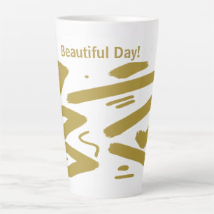 Tribal White and Gold Latte Mug