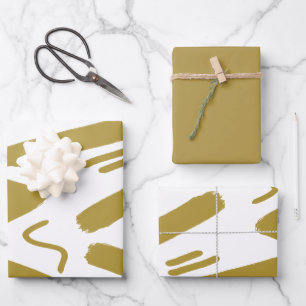 Tribal White and Gold  Wrapping Paper Sheet