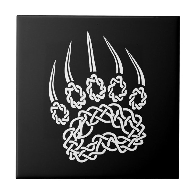 Tribal White Bear Paw Tile (Front)