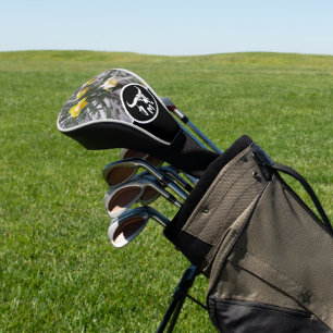 Tribal White Bull Skull Silhouette Monogram Photo Golf Head Cover