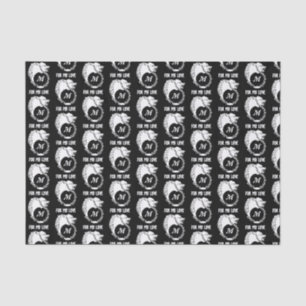 Tribal White Wolf Head Silhouette Laurel Monogram Tissue Paper