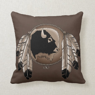 Tribal Wildlife Pillow Native Art Buffalo Pillows