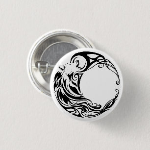Tribal Wolf 1 Inch Round Button