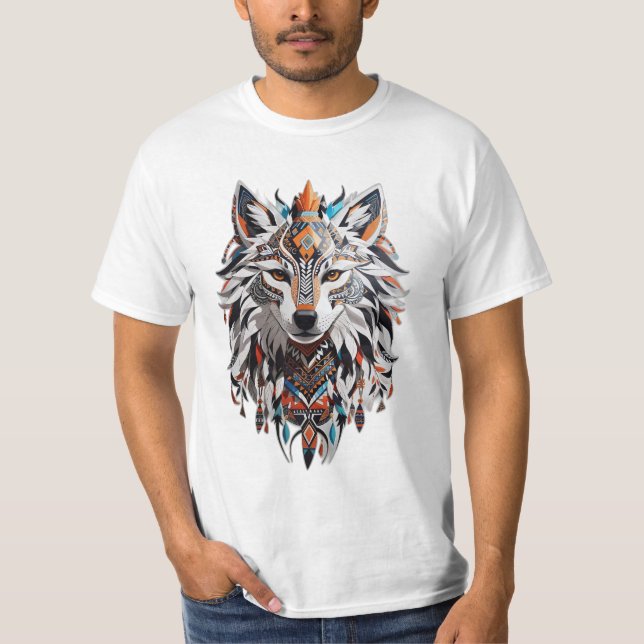 Tribal wolf animal designed tshirt (Front)