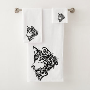 Tribal Wolf Bath Towel Set