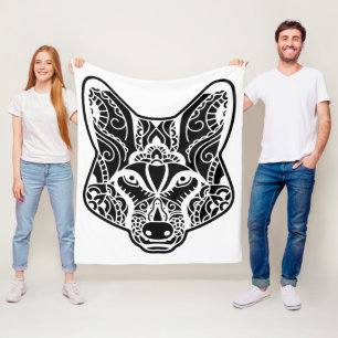 Tribal WOLF  Fleece Blanket