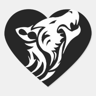 Tribal Wolf Heart Sticker