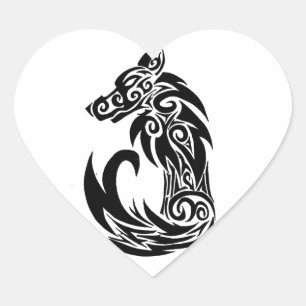 Tribal Wolf Heart Sticker