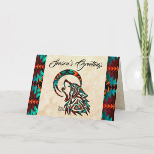 Tribal Wolf Holiday Card