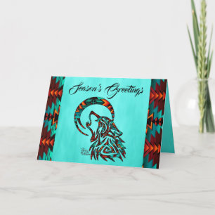 Tribal Wolf Holiday Card