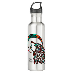 Tribal Wolf Howling Stainless Steel Water Bottle