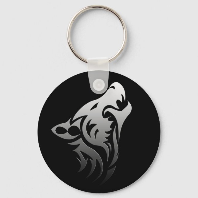 Tribal Wolf Keychain (Front)
