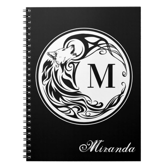 Tribal Wolf Monogram Notebook (Front)